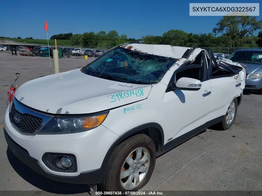 2013 Kia Sorento Lx VIN: 5XYKTCA6XDG322567 Lot: 39807438