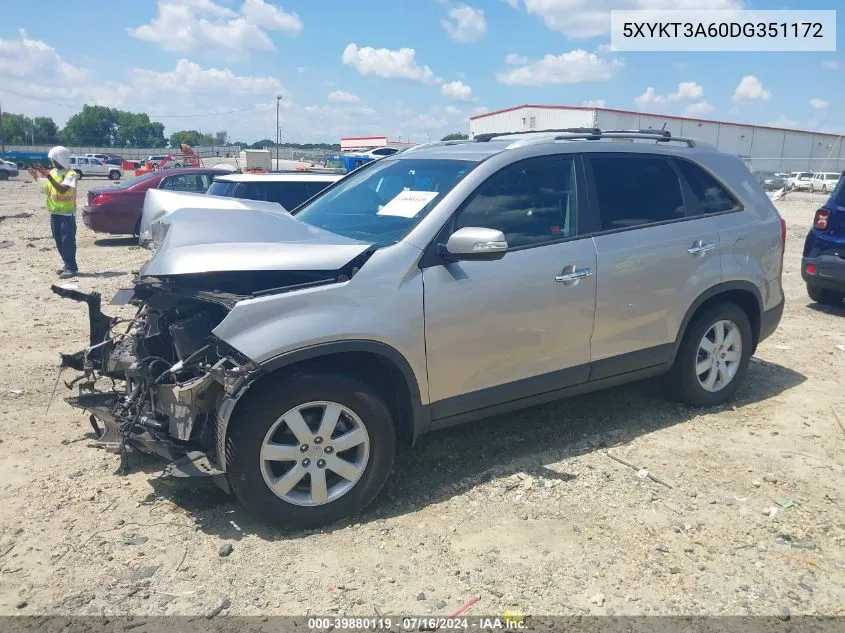 2013 Kia Sorento Lx VIN: 5XYKT3A60DG351172 Lot: 39880119