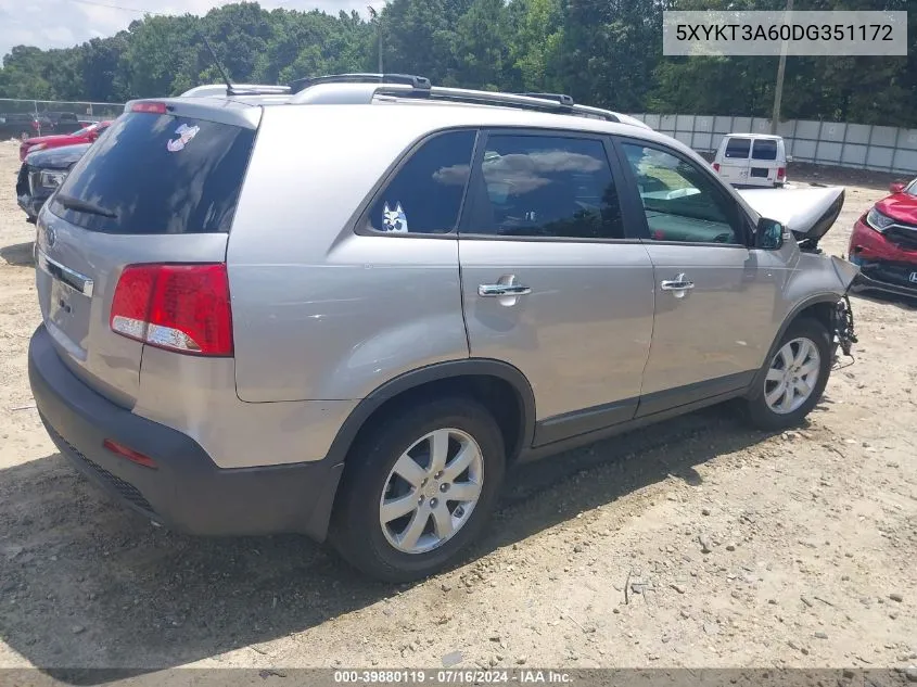 2013 Kia Sorento Lx VIN: 5XYKT3A60DG351172 Lot: 39880119