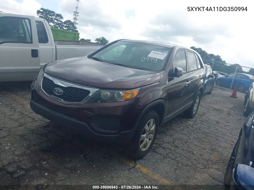 2013 Kia Sorento Lx VIN: 5XYKT4A11DG350994 Lot: 39886943