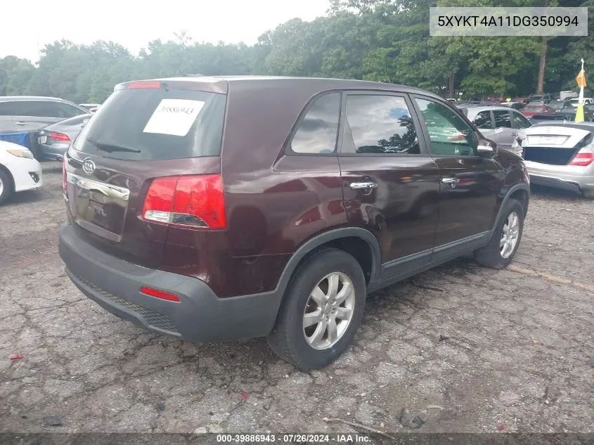 2013 Kia Sorento Lx VIN: 5XYKT4A11DG350994 Lot: 39886943