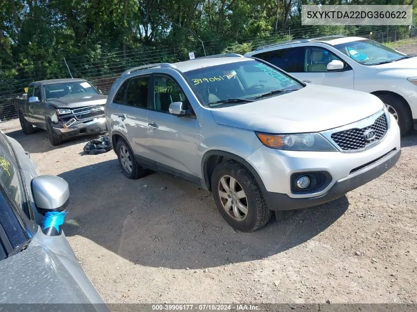 2013 Kia Sorento Lx V6 VIN: 5XYKTDA22DG360622 Lot: 39906177