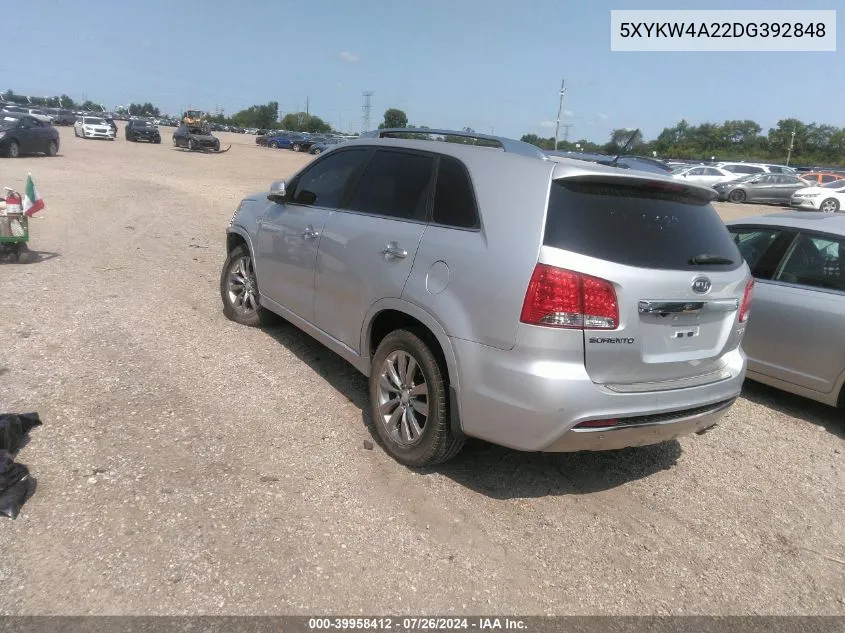 2013 Kia Sorento Sx VIN: 5XYKW4A22DG392848 Lot: 39958412