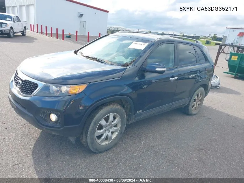 2013 Kia Sorento Lx VIN: 5XYKTCA63DG352171 Lot: 40038430