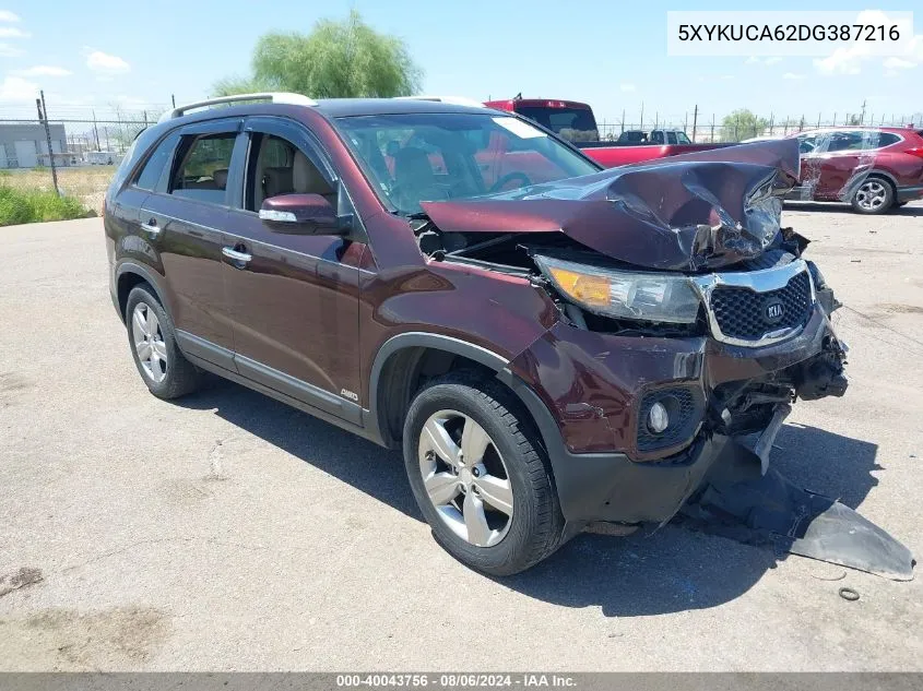 2013 Kia Sorento Ex VIN: 5XYKUCA62DG387216 Lot: 40043756