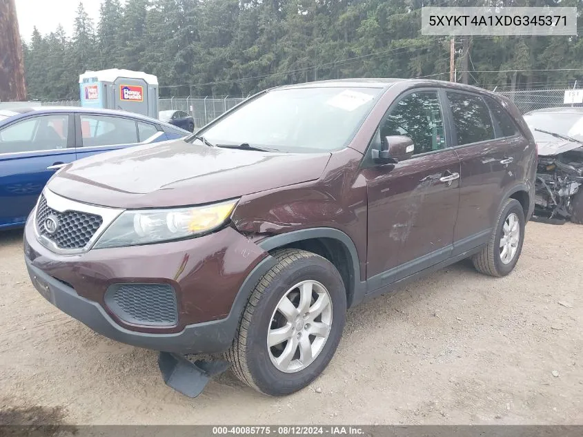 2013 Kia Sorento Lx VIN: 5XYKT4A1XDG345371 Lot: 40085775