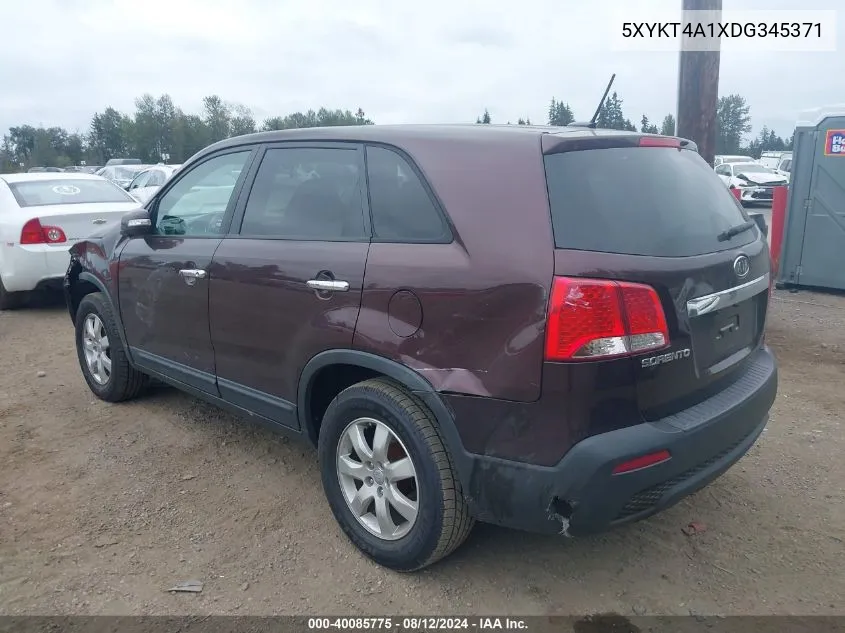 2013 Kia Sorento Lx VIN: 5XYKT4A1XDG345371 Lot: 40085775