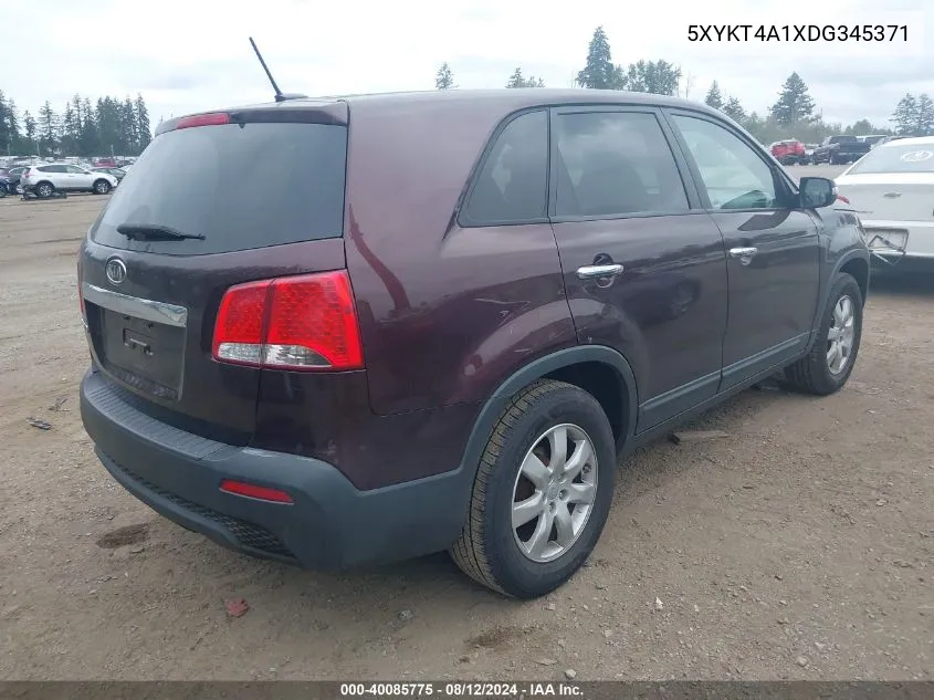 2013 Kia Sorento Lx VIN: 5XYKT4A1XDG345371 Lot: 40085775