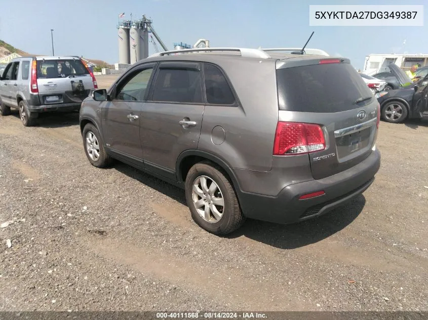 2013 Kia Sorento Lx V6 VIN: 5XYKTDA27DG349387 Lot: 40111568