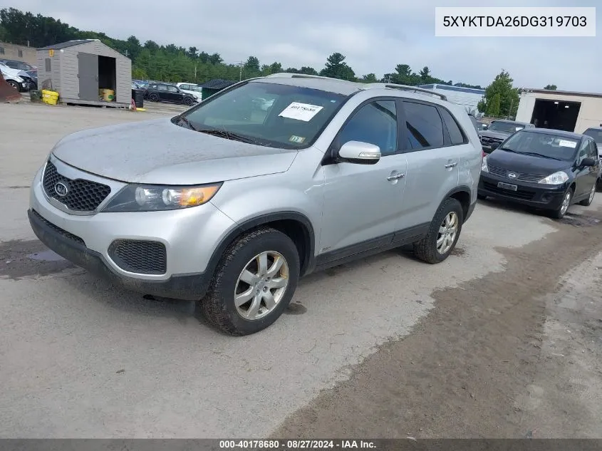 2013 Kia Sorento Lx V6 VIN: 5XYKTDA26DG319703 Lot: 40178680