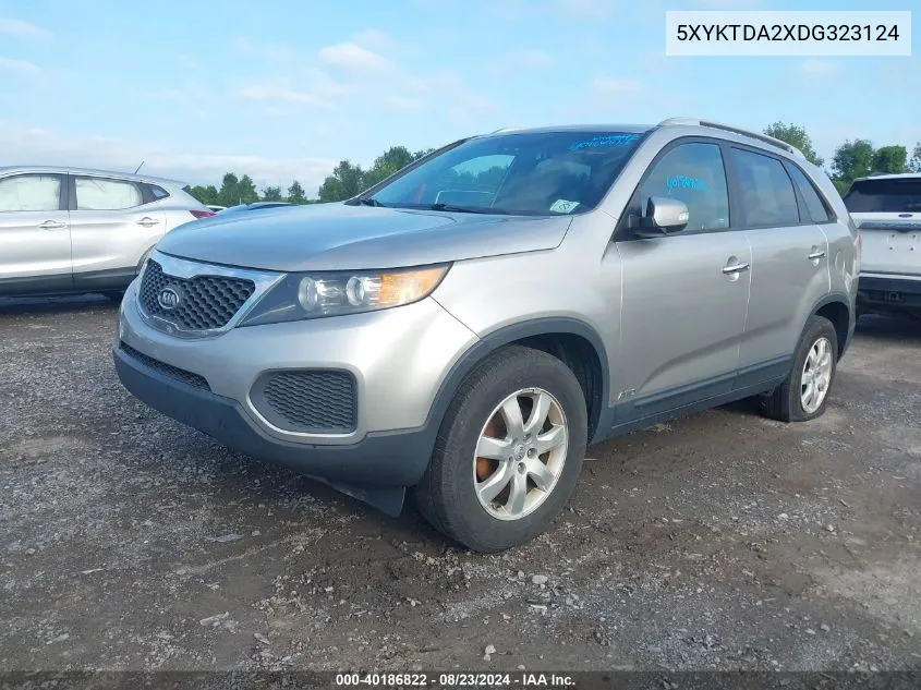 2013 Kia Sorento Lx V6 VIN: 5XYKTDA2XDG323124 Lot: 40186822