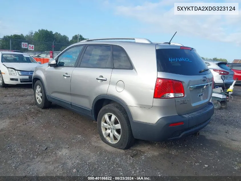 2013 Kia Sorento Lx V6 VIN: 5XYKTDA2XDG323124 Lot: 40186822