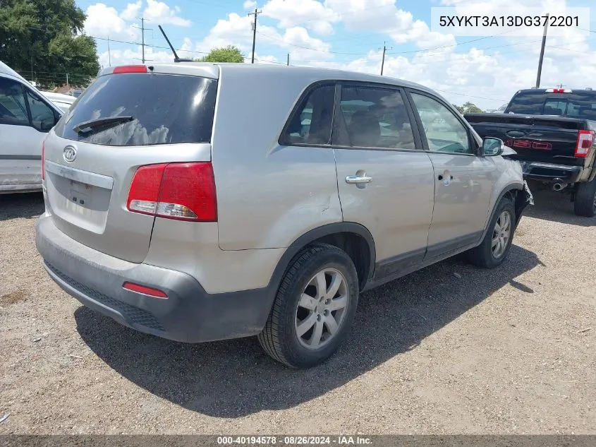 2013 Kia Sorento Lx VIN: 5XYKT3A13DG372201 Lot: 40194578