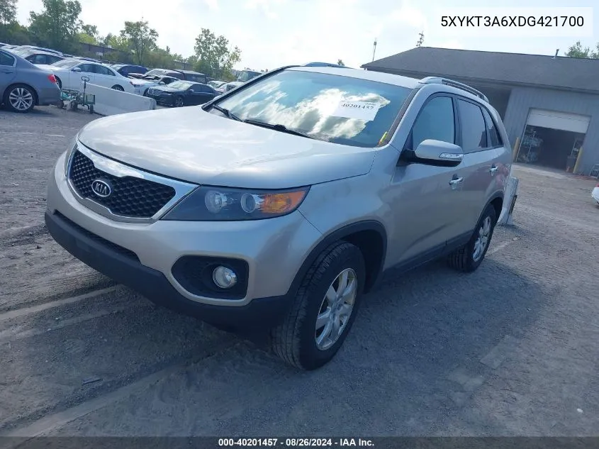 2013 Kia Sorento Lx VIN: 5XYKT3A6XDG421700 Lot: 40201457