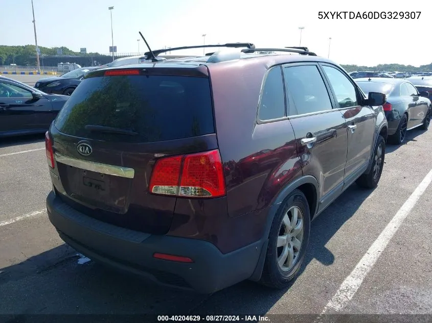 2013 Kia Sorento Lx VIN: 5XYKTDA60DG329307 Lot: 40204629