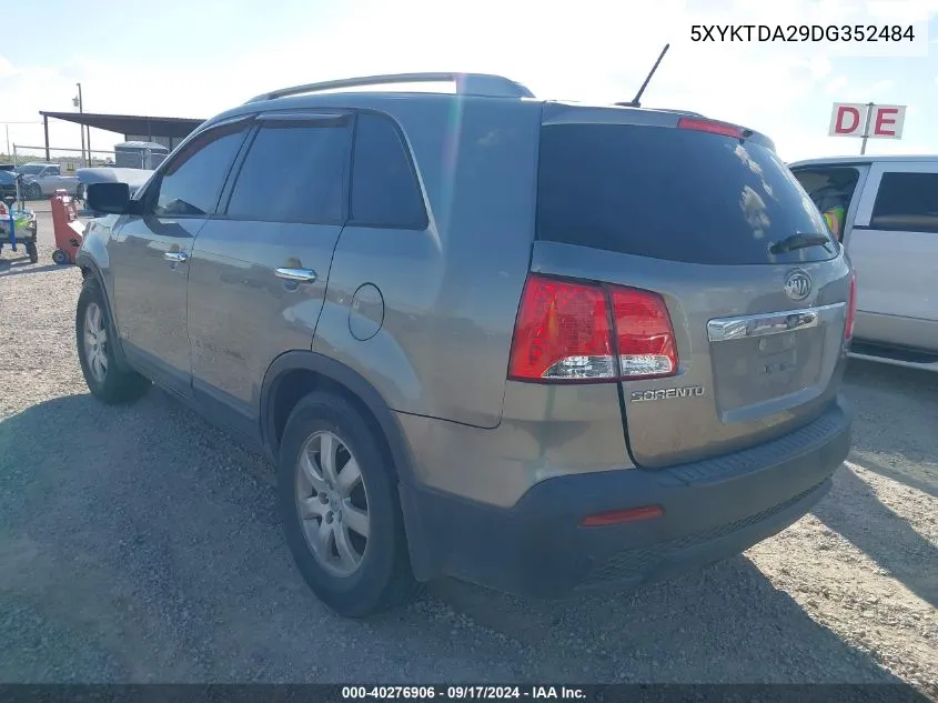 2013 Kia Sorento Lx V6 VIN: 5XYKTDA29DG352484 Lot: 40276906