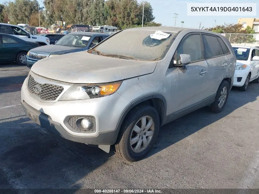 2013 Kia Sorento Lx VIN: 5XYKT4A19DG401643 Lot: 40288147