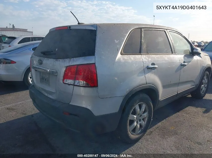 2013 Kia Sorento Lx VIN: 5XYKT4A19DG401643 Lot: 40288147