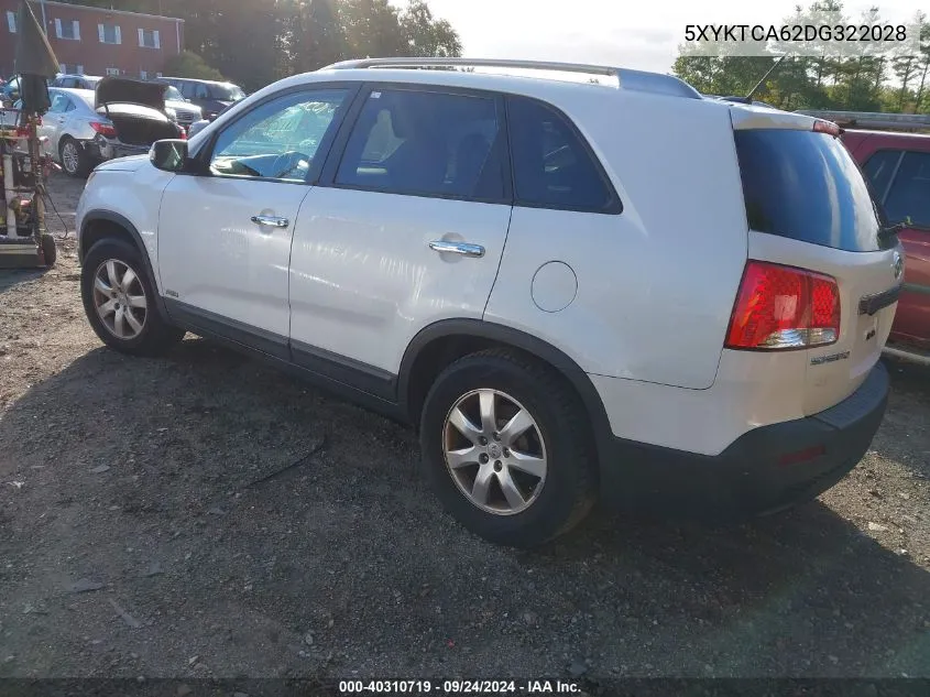 2013 Kia Sorento Lx VIN: 5XYKTCA62DG322028 Lot: 40310719