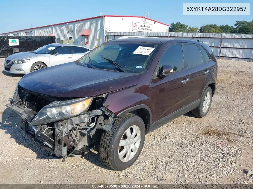 5XYKT4A28DG322957 2013 Kia Sorento Lx V6