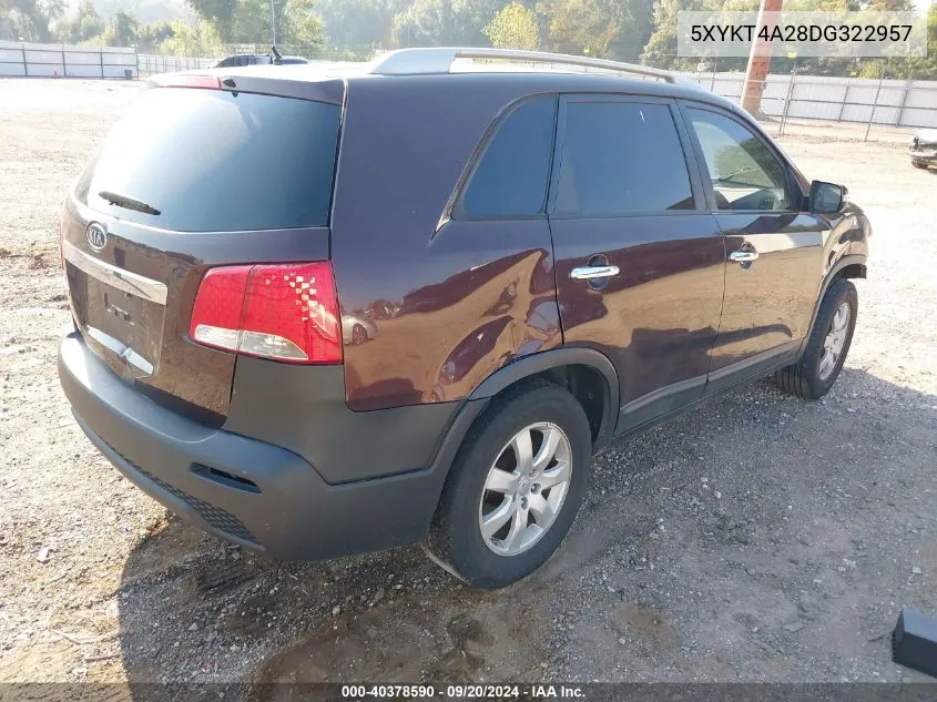 5XYKT4A28DG322957 2013 Kia Sorento Lx V6