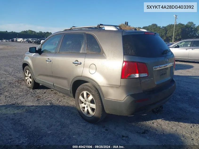 5XYKT4A28DG403392 2013 Kia Sorento Lx V6