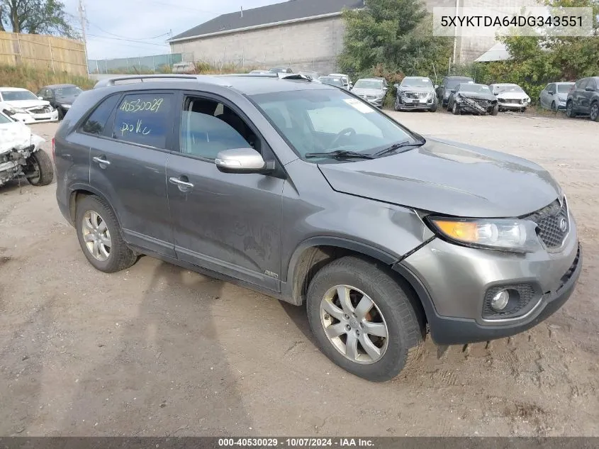 2013 Kia Sorento Lx VIN: 5XYKTDA64DG343551 Lot: 40530029