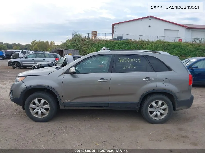 5XYKTDA64DG343551 2013 Kia Sorento Lx