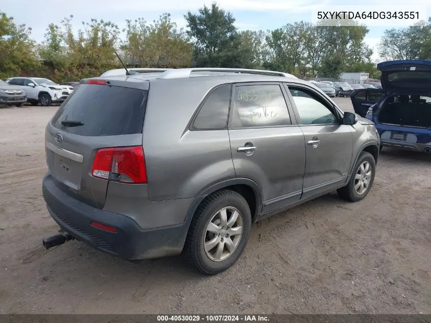 5XYKTDA64DG343551 2013 Kia Sorento Lx