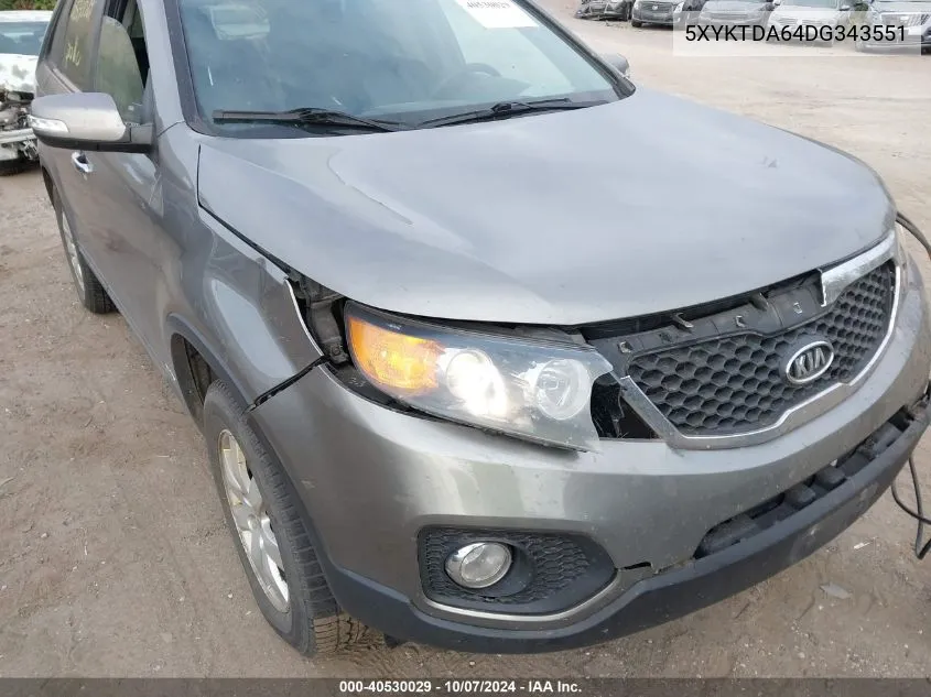 2013 Kia Sorento Lx VIN: 5XYKTDA64DG343551 Lot: 40530029