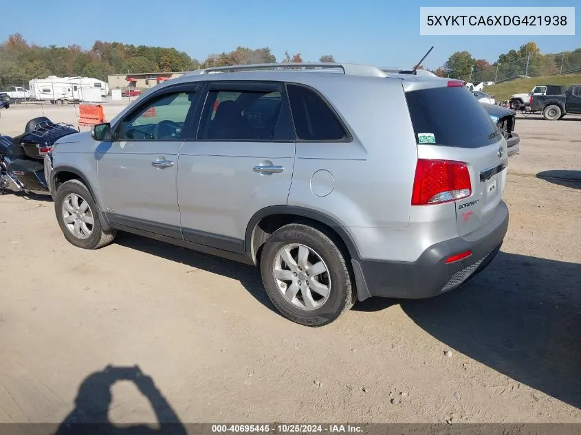 2013 Kia Sorento Lx VIN: 5XYKTCA6XDG421938 Lot: 40695445