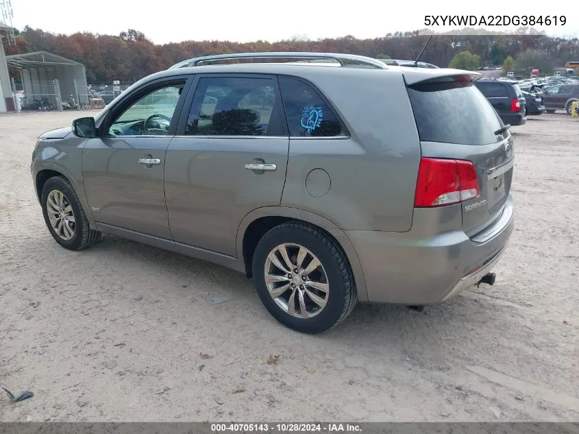 2013 Kia Sorento Sx V6 VIN: 5XYKWDA22DG384619 Lot: 40705143