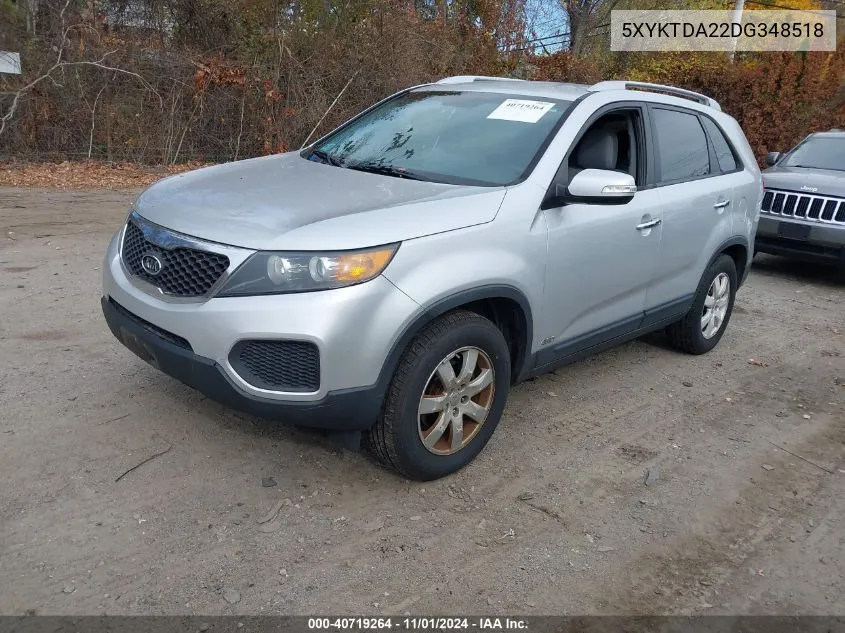 2013 Kia Sorento Lx VIN: 5XYKTDA22DG348518 Lot: 40719264