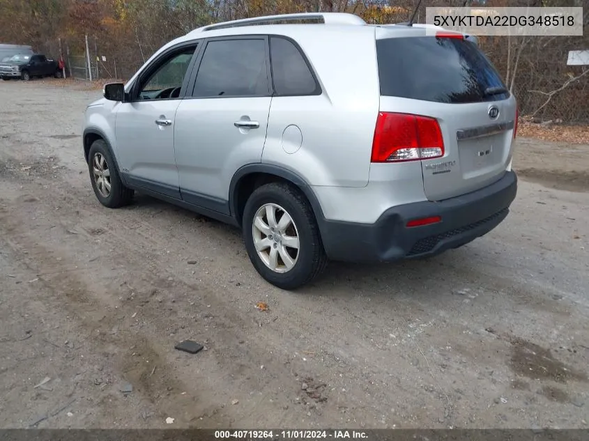 2013 Kia Sorento Lx VIN: 5XYKTDA22DG348518 Lot: 40719264