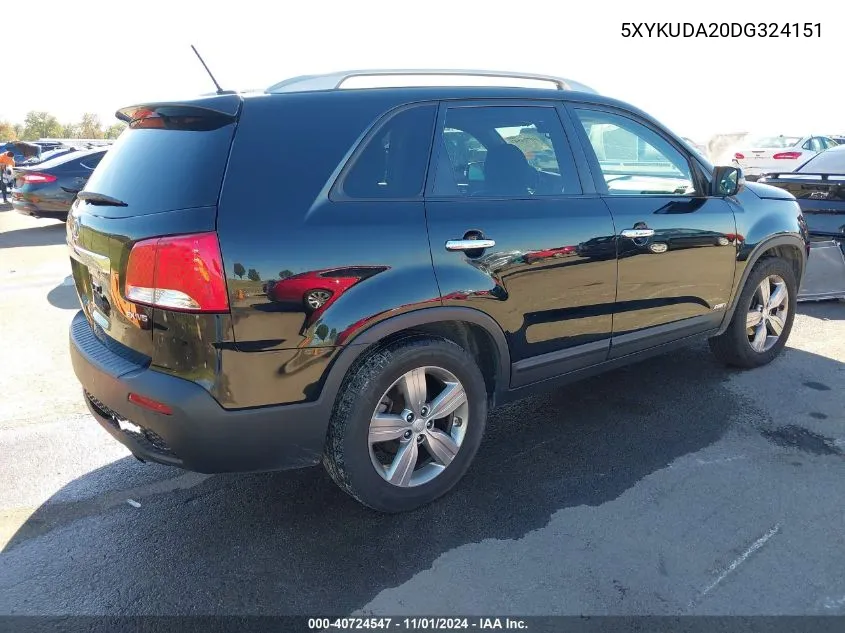 2013 Kia Sorento Ex V6 VIN: 5XYKUDA20DG324151 Lot: 40724547