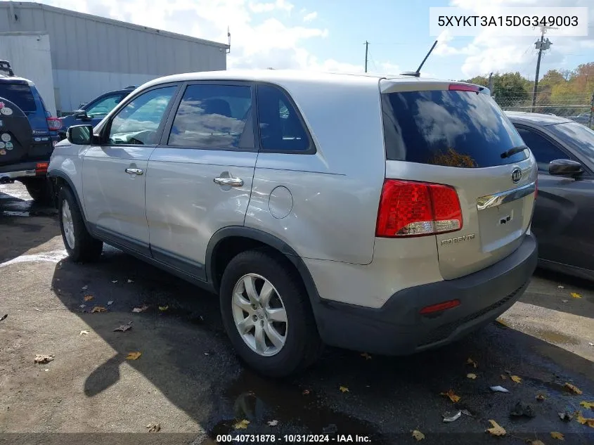 2013 Kia Sorento Lx VIN: 5XYKT3A15DG349003 Lot: 40731878