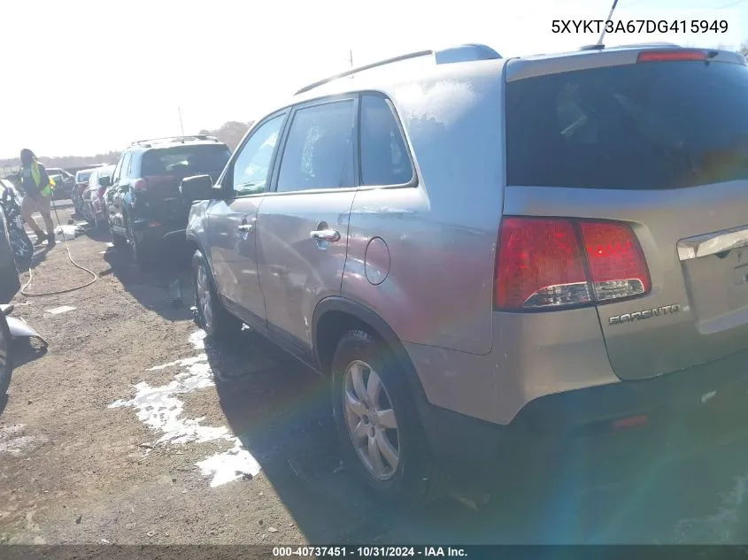 2013 Kia Sorento Lx VIN: 5XYKT3A67DG415949 Lot: 40737451