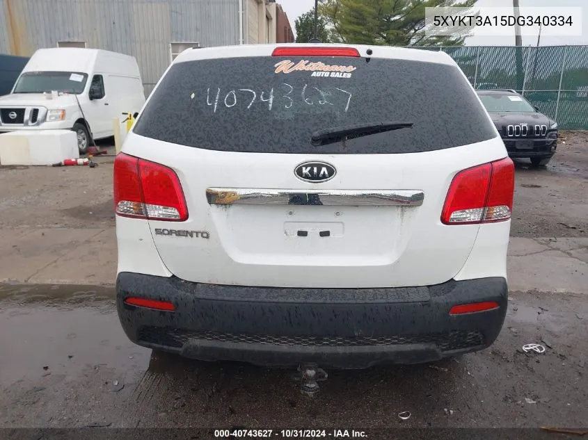 2013 Kia Sorento Lx VIN: 5XYKT3A15DG340334 Lot: 40743627