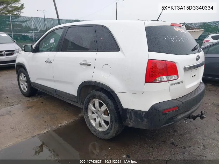 2013 Kia Sorento Lx VIN: 5XYKT3A15DG340334 Lot: 40743627