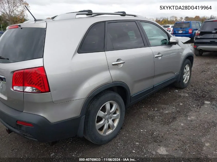 2013 Kia Sorento Lx V6 VIN: 5XYKTDA28DG419964 Lot: 40769633