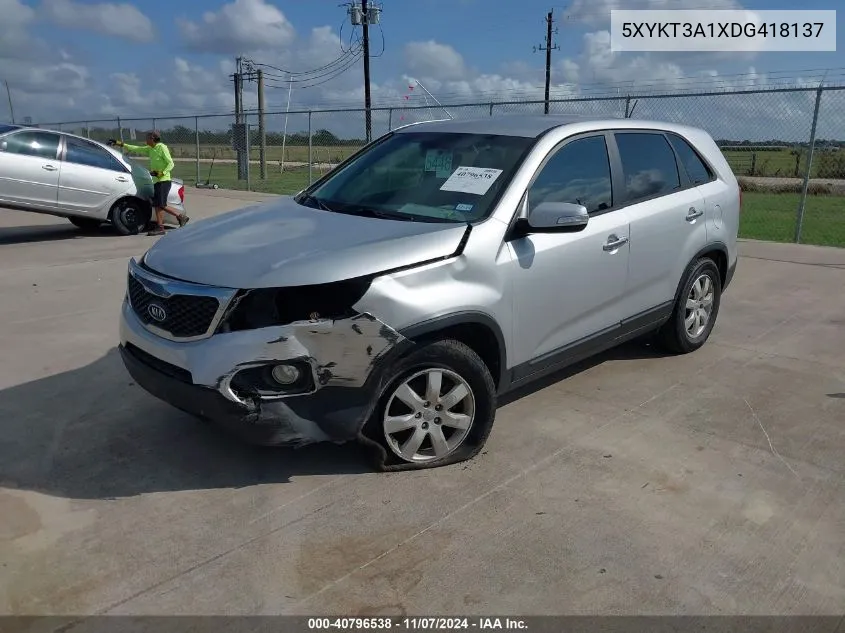 2013 Kia Sorento Lx VIN: 5XYKT3A1XDG418137 Lot: 40796538