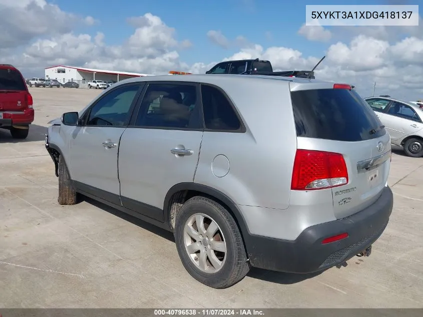 2013 Kia Sorento Lx VIN: 5XYKT3A1XDG418137 Lot: 40796538