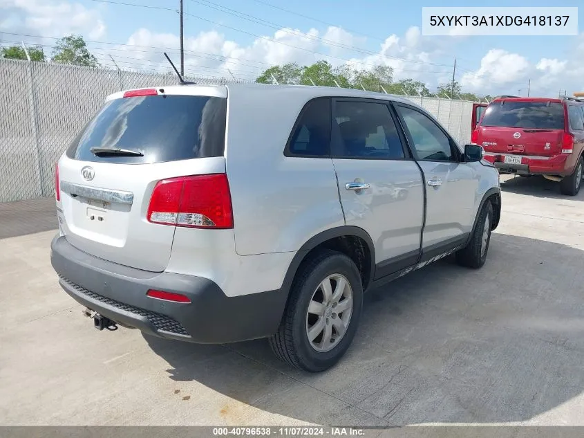 2013 Kia Sorento Lx VIN: 5XYKT3A1XDG418137 Lot: 40796538