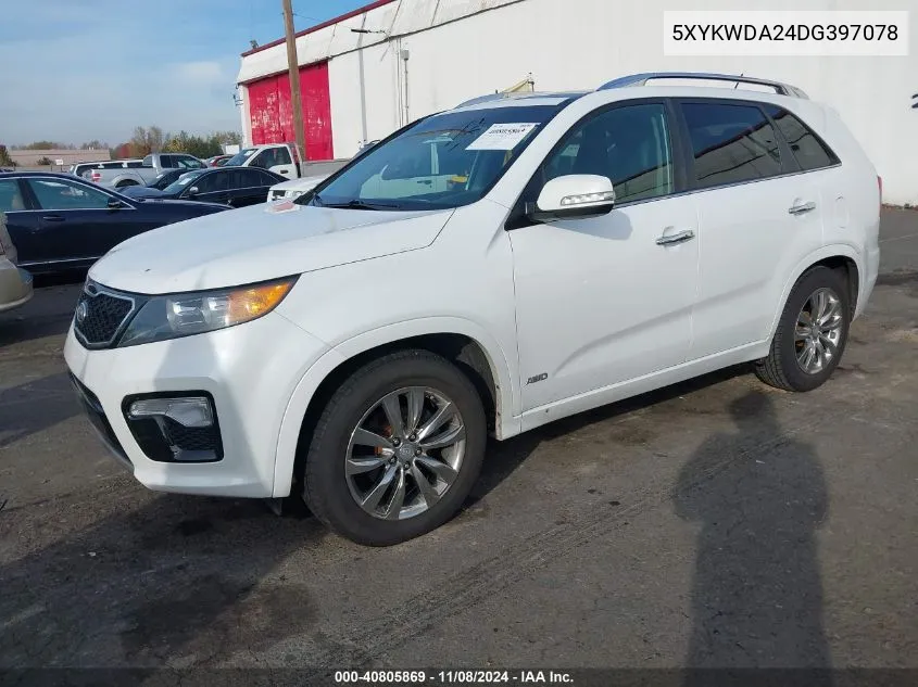 2013 Kia Sorento Sx V6 VIN: 5XYKWDA24DG397078 Lot: 40805869