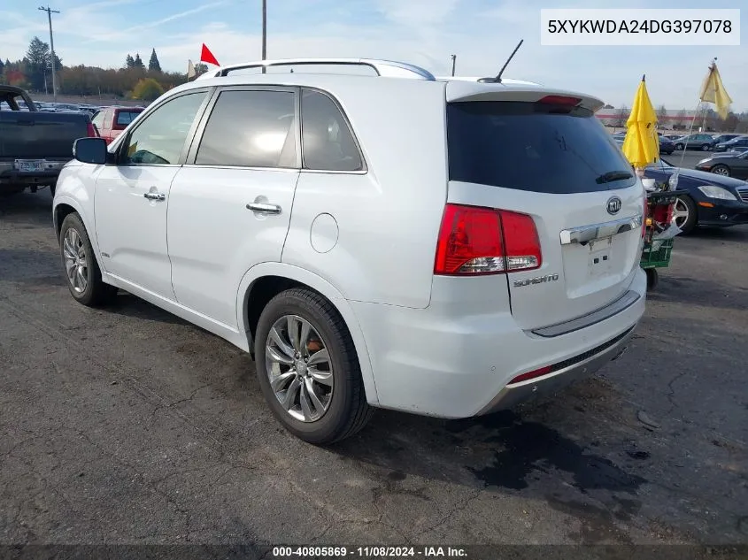 2013 Kia Sorento Sx V6 VIN: 5XYKWDA24DG397078 Lot: 40805869