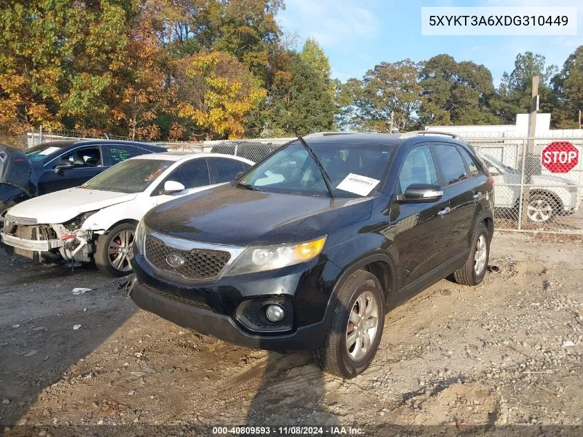 2013 Kia Sorento Lx VIN: 5XYKT3A6XDG310449 Lot: 40809593