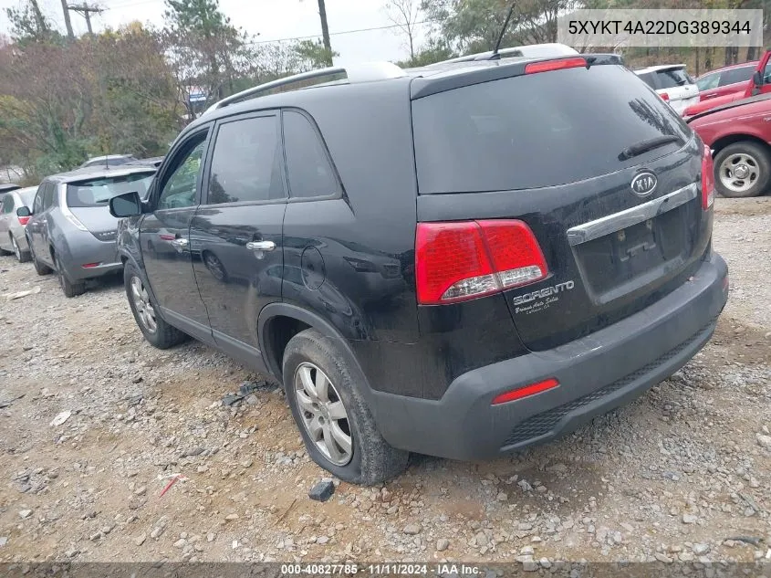 2013 Kia Sorento Lx V6 VIN: 5XYKT4A22DG389344 Lot: 40827785