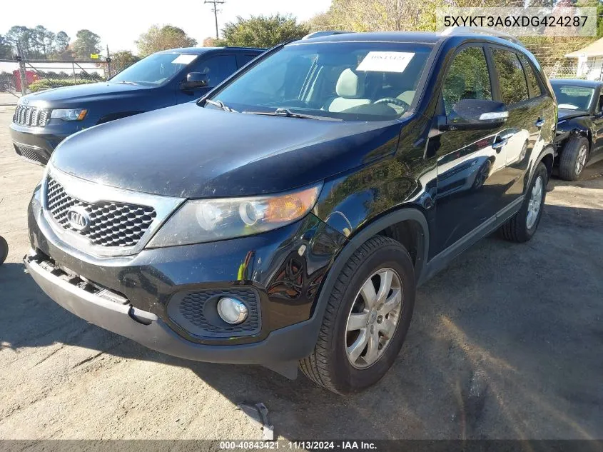 2013 Kia Sorento Lx VIN: 5XYKT3A6XDG424287 Lot: 40843421