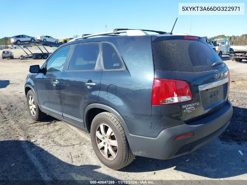 2013 Kia Sorento Lx VIN: 5XYKT3A66DG322971 Lot: 40847269