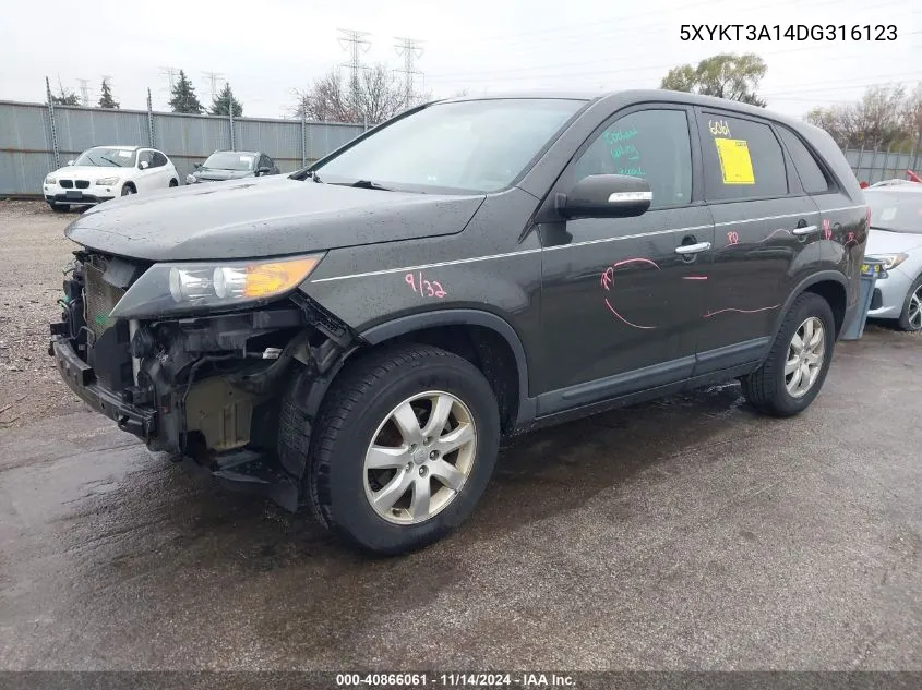 2013 Kia Sorento Lx VIN: 5XYKT3A14DG316123 Lot: 40866061